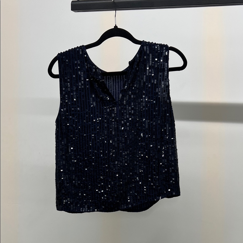 Velvet by Graham & Spencer Navy Sequin Tank Top
